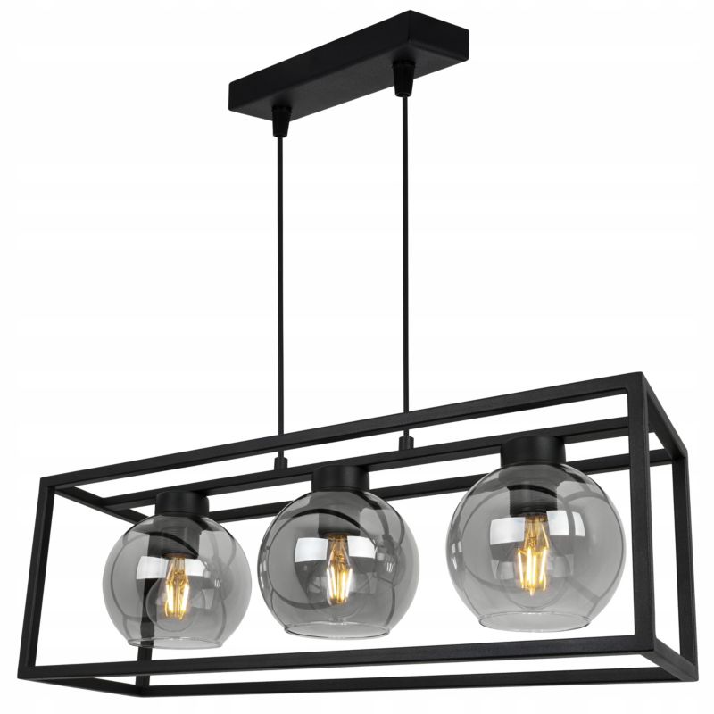 Lampa sufitowa wisząca Light Home LH Haga Cage 3x E27 60W szkło grafit 1szt.