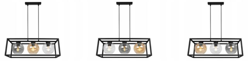 Lampa sufitowa wisząca Light Home LH Haga Cage 3x E27 60W szkło multikolor 1szt.