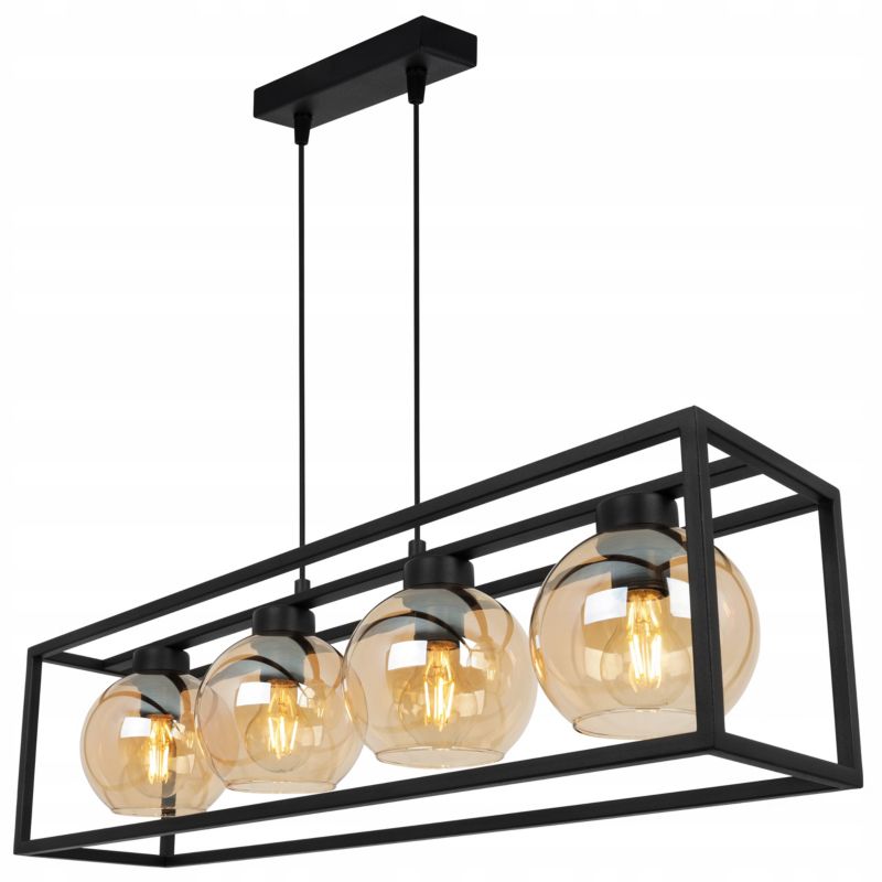 Lampa sufitowa wisząca Light Home LH Haga Cage 4x E27 60W szkło miodowy 1szt.
