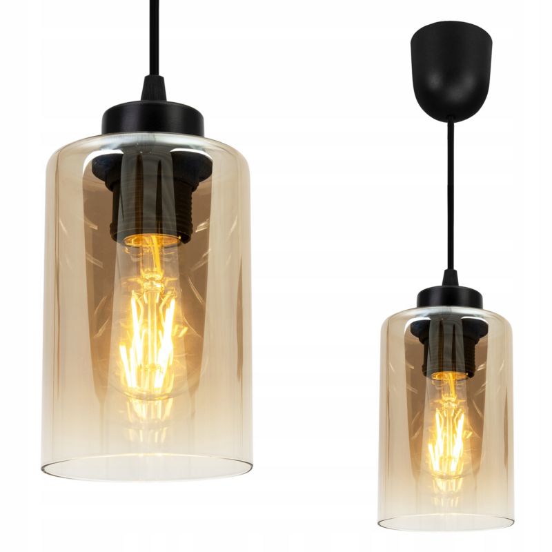 Lampa sufitowa wisząca Light Home LH Hella 1x E27 60W czarny/miodowy 1szt.