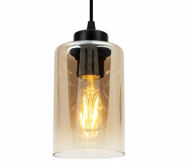 Lampa sufitowa wisząca Light Home LH Hella 1x E27 60W czarny/miodowy 1szt.