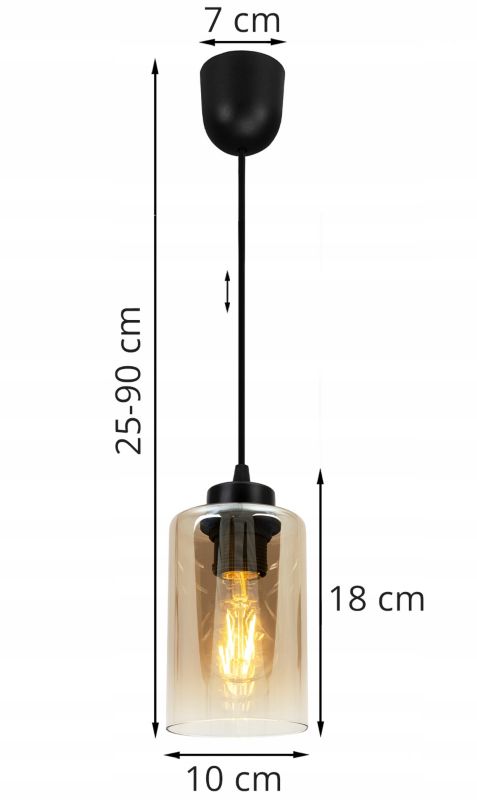 Lampa sufitowa wisząca Light Home LH Hella 1x E27 60W czarny/miodowy 1szt.