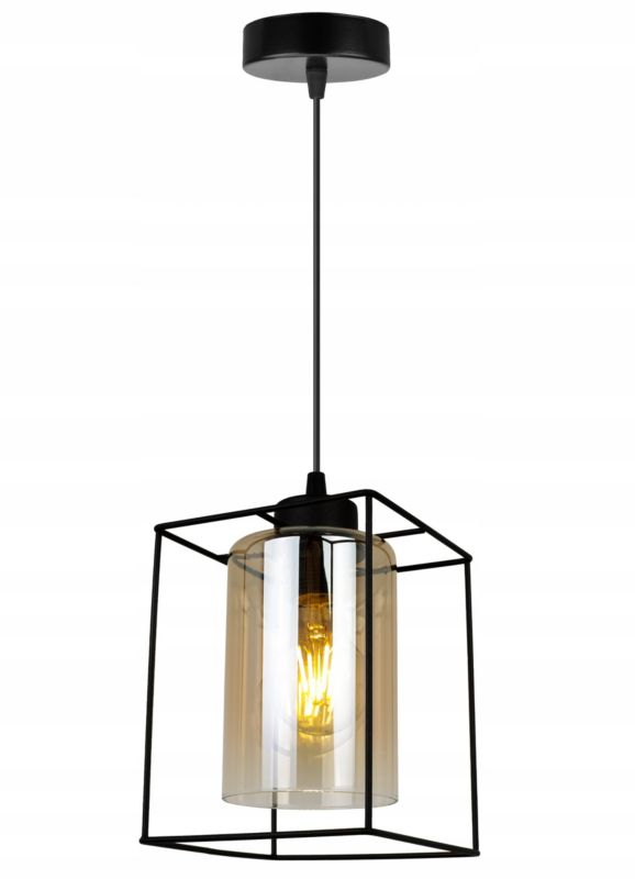 Lampa sufitowa wisząca Light Home LH Hella Cage 1x E27 60W szkło miodowy 1szt.