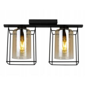 Lampa sufitowa wisząca Light Home LH Hella Cage 2x E27 60W szkło miodowy 1szt.