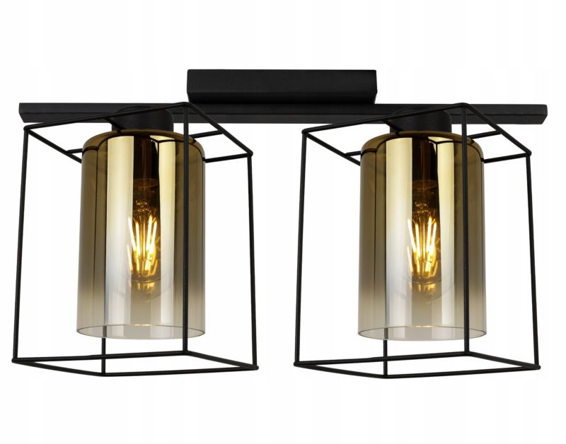 Lampa sufitowa wisząca Light Home LH Hella Cage 2x E27 60W szkło złoty 1szt.