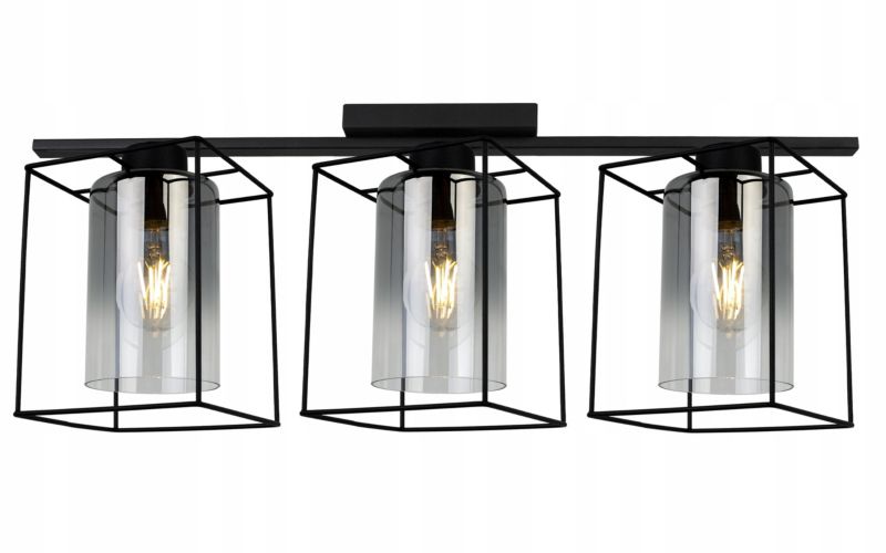 Lampa sufitowa wisząca Light Home LH Hella Cage 3x E27 60W szkło grafitowy 1szt.