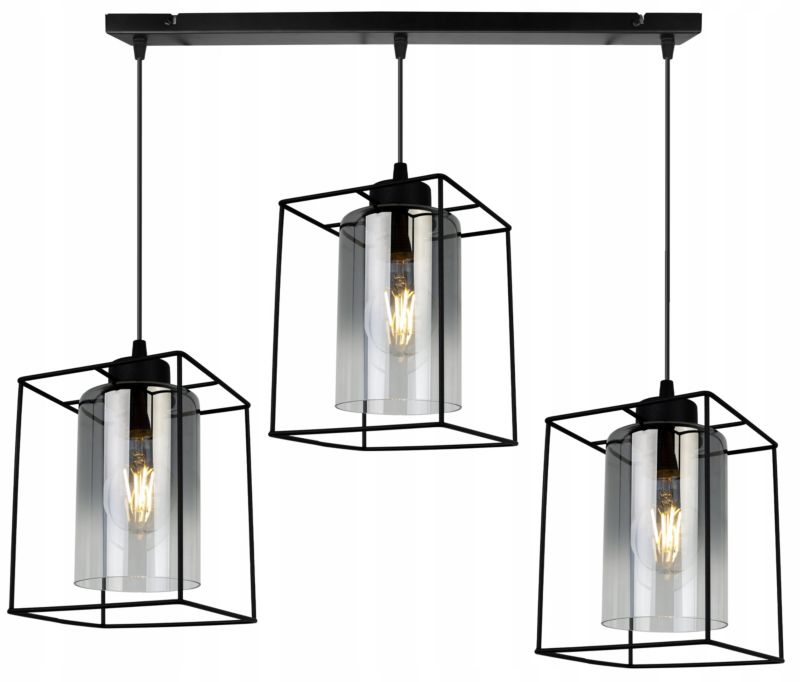 Lampa sufitowa wisząca Light Home LH Hella Cage 3x E27 60W szkło grafitowy 1szt.