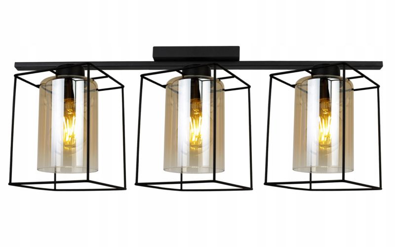 Lampa sufitowa wisząca Light Home LH Hella Cage 3x E27 60W szkło miodowy 1szt.