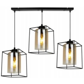Lampa sufitowa wisząca Light Home LH Hella Cage 3x E27 60W szkło miodowy 1szt.