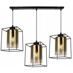 Lampa sufitowa wisząca Light Home LH Hella Cage 3x E27 60W szkło złoty 1szt.