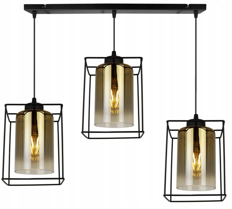 Lampa sufitowa wisząca Light Home LH Hella Cage 3x E27 60W szkło złoty 1szt.