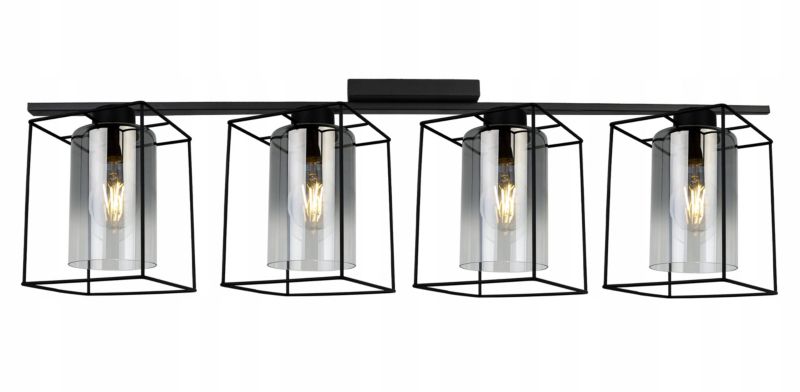 Lampa sufitowa wisząca Light Home LH Hella Cage 4x E27 60W szkło grafitowy 1szt.