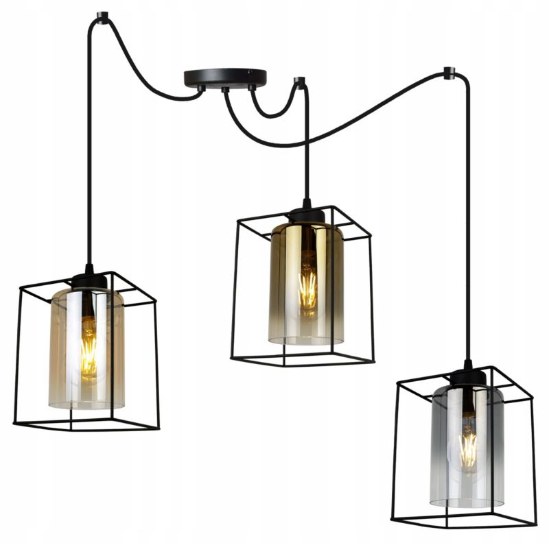 Lampa sufitowa wisząca Light Home LH Hella Cage Pająk 3x E27 60W szkło multikolor 1szt.