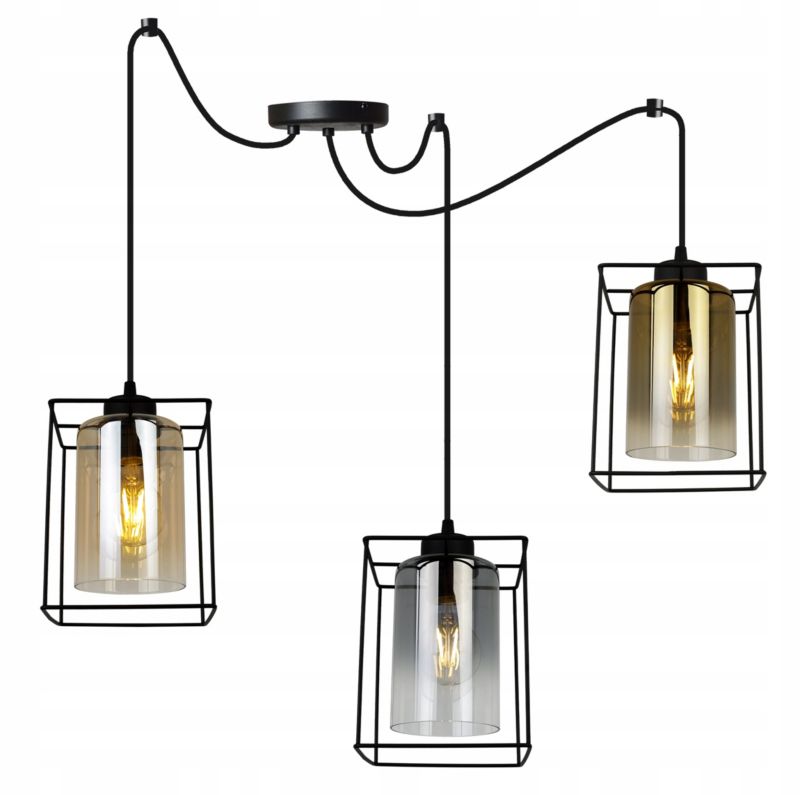 Lampa sufitowa wisząca Light Home LH Hella Cage Pająk 3x E27 60W szkło multikolor 1szt.