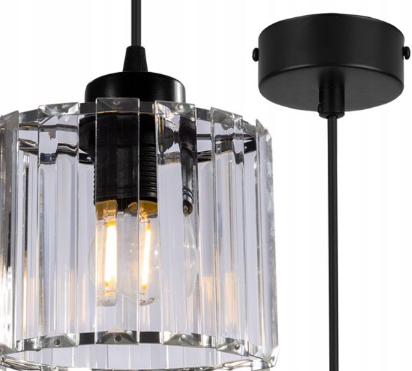Lampa sufitowa wisząca Light Home LH Holdi 1x E27 60W klosz bezbarwne szkło 14cm 1szt.