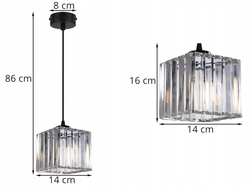Lampa sufitowa wisząca Light Home LH Holdi 1x E27 60W klosz kwadratowy szkło 1szt.