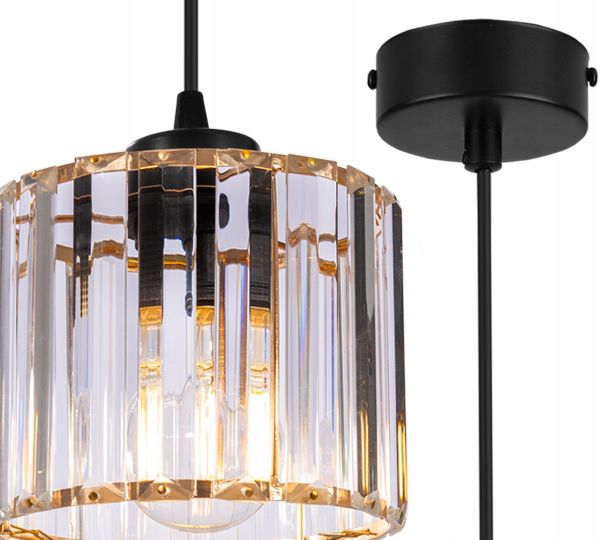 Lampa sufitowa wisząca Light Home LH Holdi 1x E27 60W klosz złoty szkło 1szt.