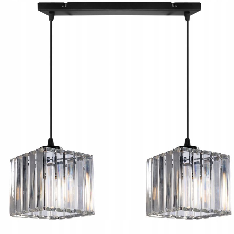 Lampa sufitowa wisząca Light Home LH Holdi 2x E27 60W klosz kwadratowy szkło 1szt.