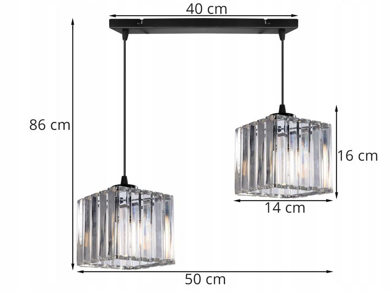 Lampa sufitowa wisząca Light Home LH Holdi 2x E27 60W klosz kwadratowy szkło 1szt.