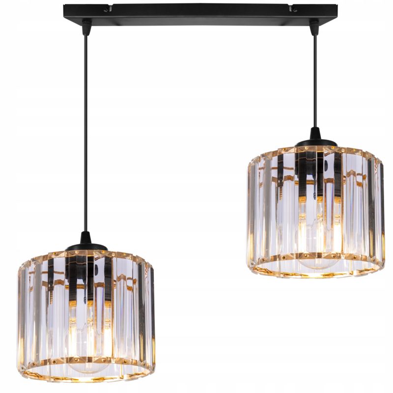 Lampa sufitowa wisząca Light Home LH Holdi 2x E27 60W klosz złote szkło 1szt.