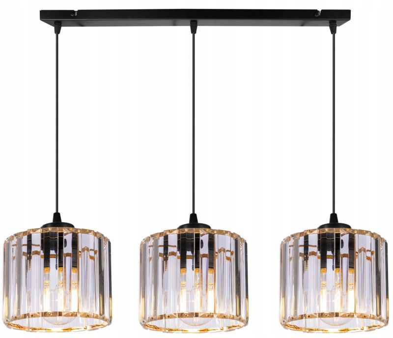 Lampa sufitowa wisząca Light Home LH Holdi 3x E27 60W klosz złote szkło 1szt.