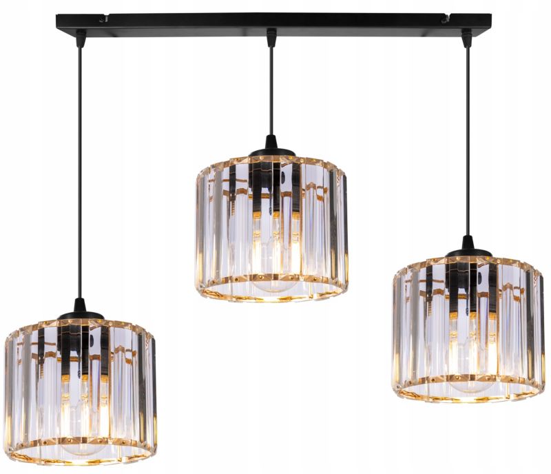 Lampa sufitowa wisząca Light Home LH Holdi 3x E27 60W klosz złote szkło 1szt.