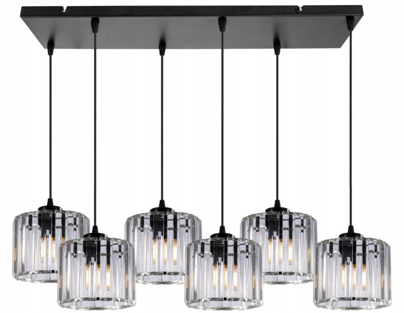Lampa sufitowa wisząca Light Home LH Holdi 6x E27 60W klosz bezbarwne szkło 1szt.