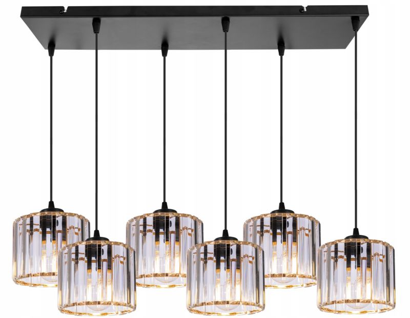 Lampa sufitowa wisząca Light Home LH Holdi 6x E27 60W klosz złote szkło 1szt.