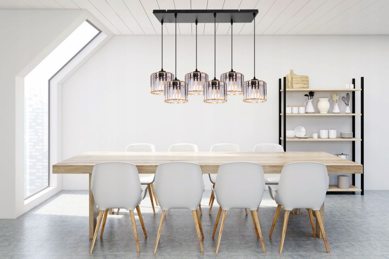 Lampa sufitowa wisząca Light Home LH Holdi 6x E27 60W klosz złote szkło 1szt.