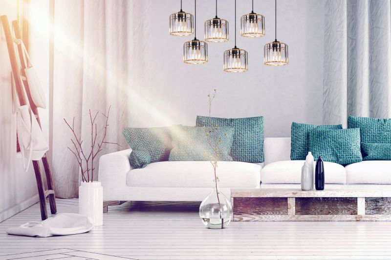 Lampa sufitowa wisząca Light Home LH Holdi 6x E27 60W klosz złote szkło 1szt.