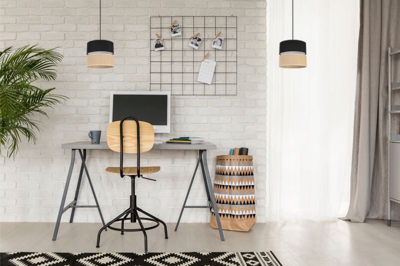 Lampa sufitowa wisząca Light Home LH Juta 1x E27 60W abażur 20cm tkanina czarny 1szt.