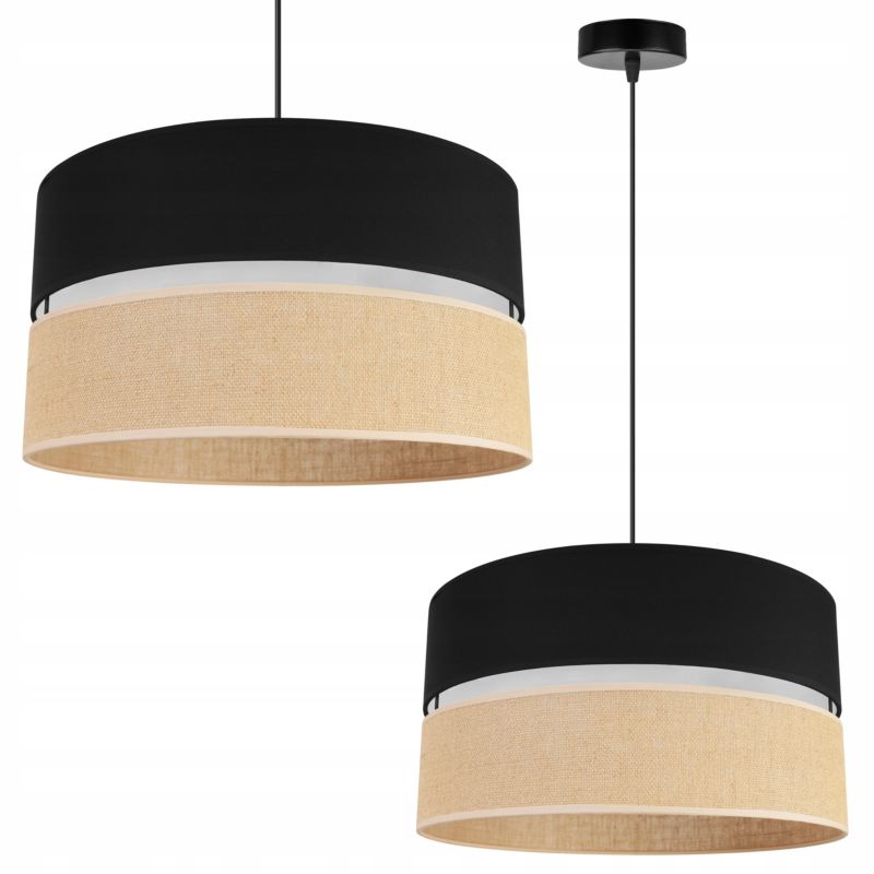 Lampa sufitowa wisząca Light Home LH Juta 1x E27 60W abażur 40cm tkanina czarny 1szt.