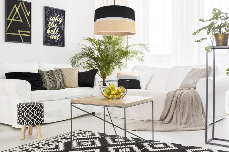 Lampa sufitowa wisząca Light Home LH Juta 1x E27 60W abażur 40cm tkanina czarny 1szt.