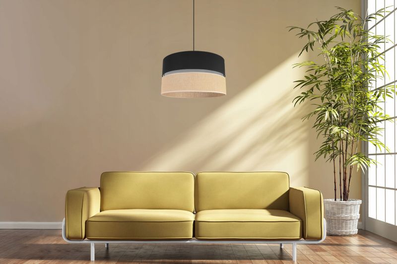 Lampa sufitowa wisząca Light Home LH Juta 1x E27 60W abażur 40cm tkanina czarny 1szt.