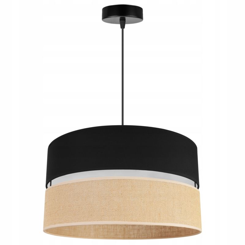 Lampa sufitowa wisząca Light Home LH Juta 1x E27 60W abażur 40cm tkanina czarny 1szt.