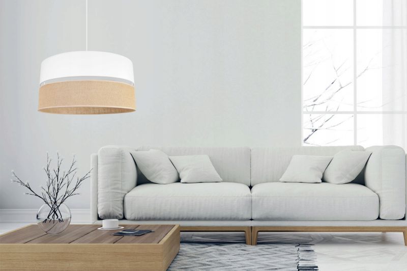 Lampa sufitowa wisząca Light Home LH Juta 1x E27 60W abażur 45cm tkanina biały 1szt.