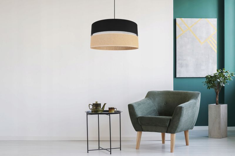 Lampa sufitowa wisząca Light Home LH Juta 1x E27 60W abażur 45cm tkanina czarny 1szt.