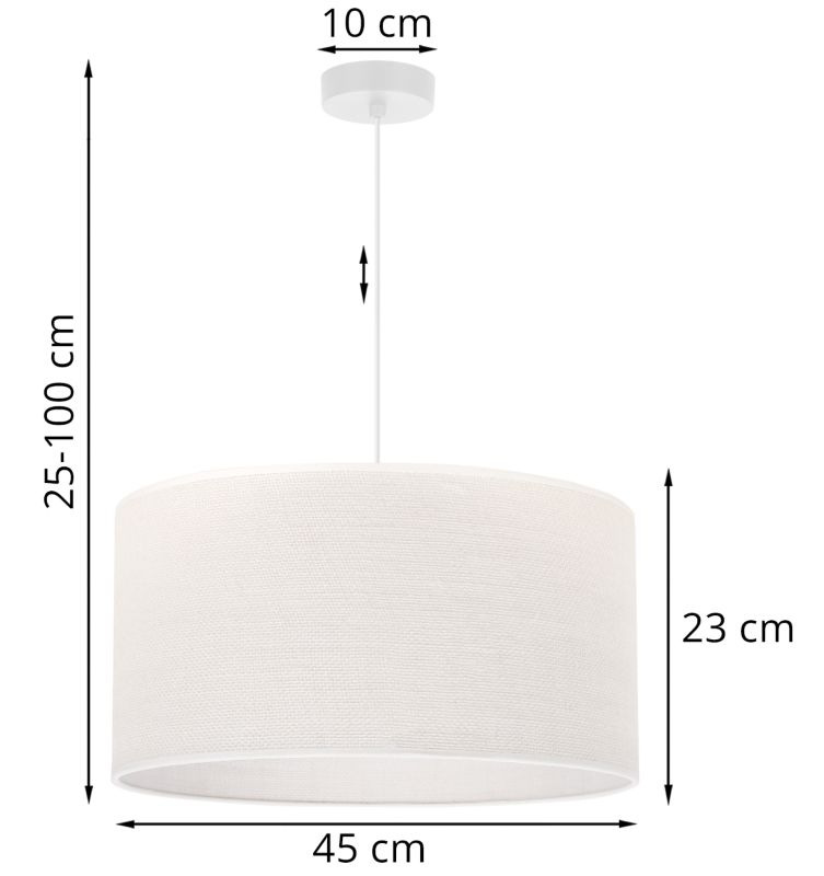 Lampa sufitowa wisząca Light Home LH Juta 1x E27 60W biały klosz 45cm podstawa biała 1szt.
