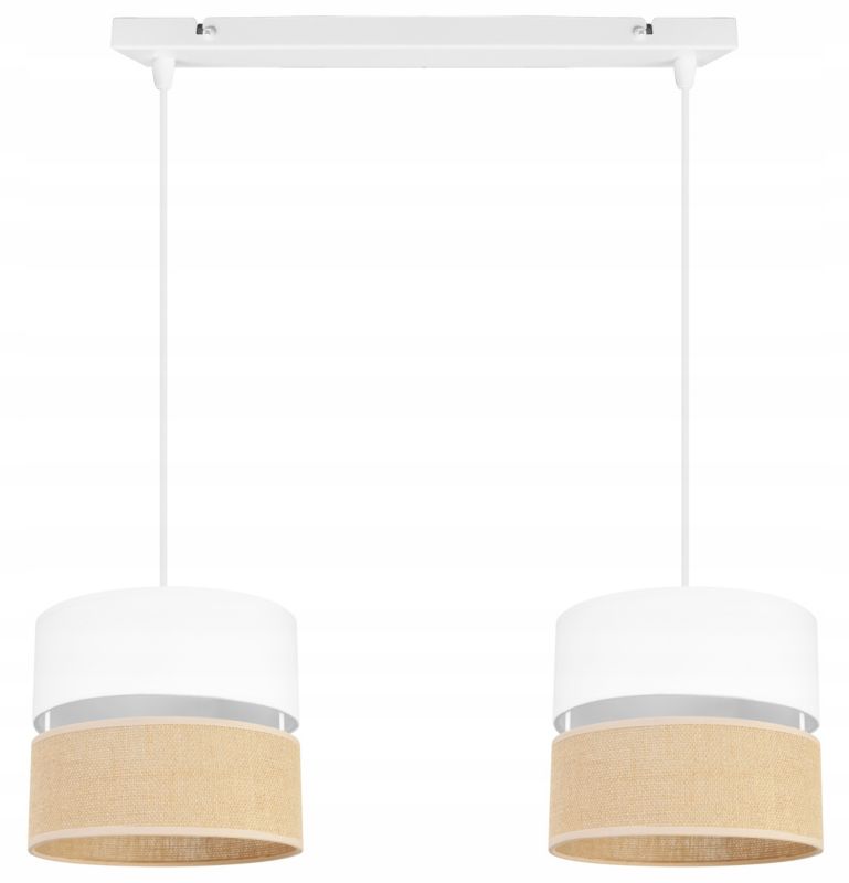 Lampa sufitowa wisząca Light Home LH Juta 2x E27 60W abażur 20cm tkanina biały 1szt.