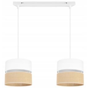Lampa sufitowa wisząca Light Home LH Juta 2x E27 60W abażur 20cm tkanina biały 1szt.