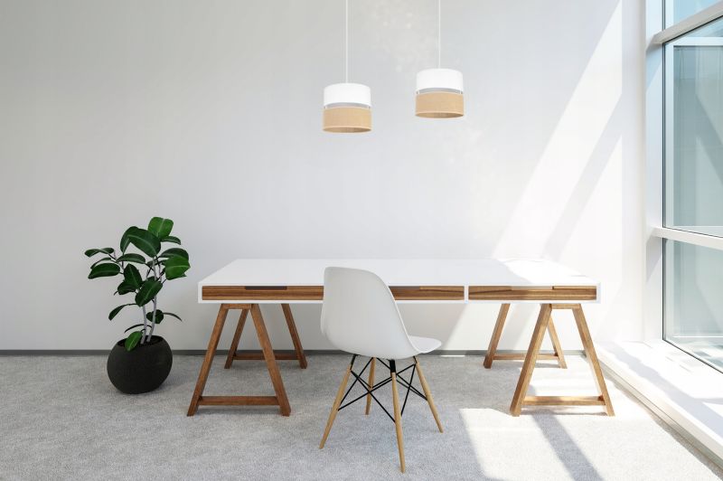 Lampa sufitowa wisząca Light Home LH Juta 2x E27 60W abażur 20cm tkanina biały 1szt.