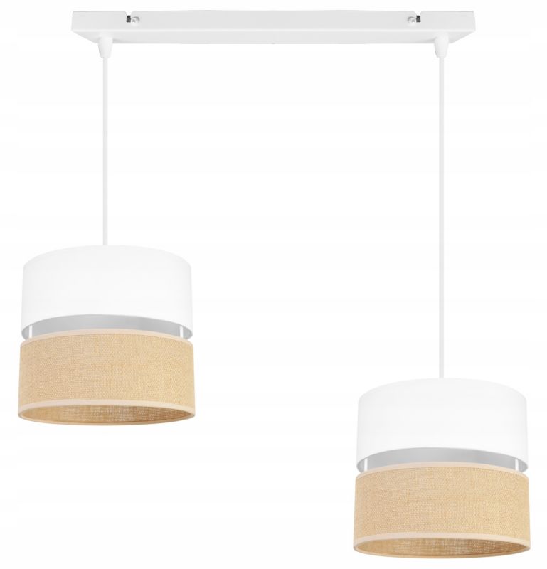 Lampa sufitowa wisząca Light Home LH Juta 2x E27 60W abażur 20cm tkanina biały 1szt.