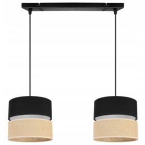 Lampa sufitowa wisząca Light Home LH Juta 2x E27 60W abażur 20cm tkanina czarny 1szt.