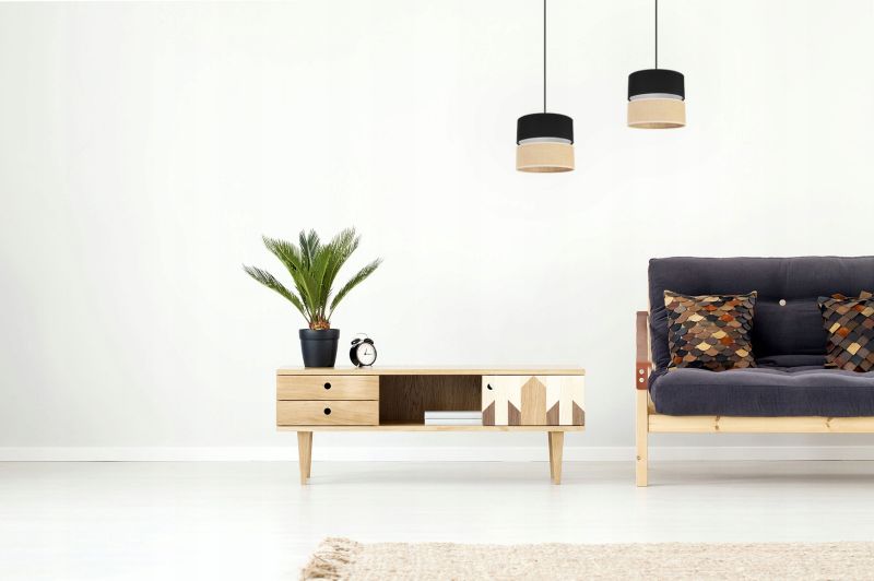 Lampa sufitowa wisząca Light Home LH Juta 2x E27 60W abażur 20cm tkanina czarny 1szt.