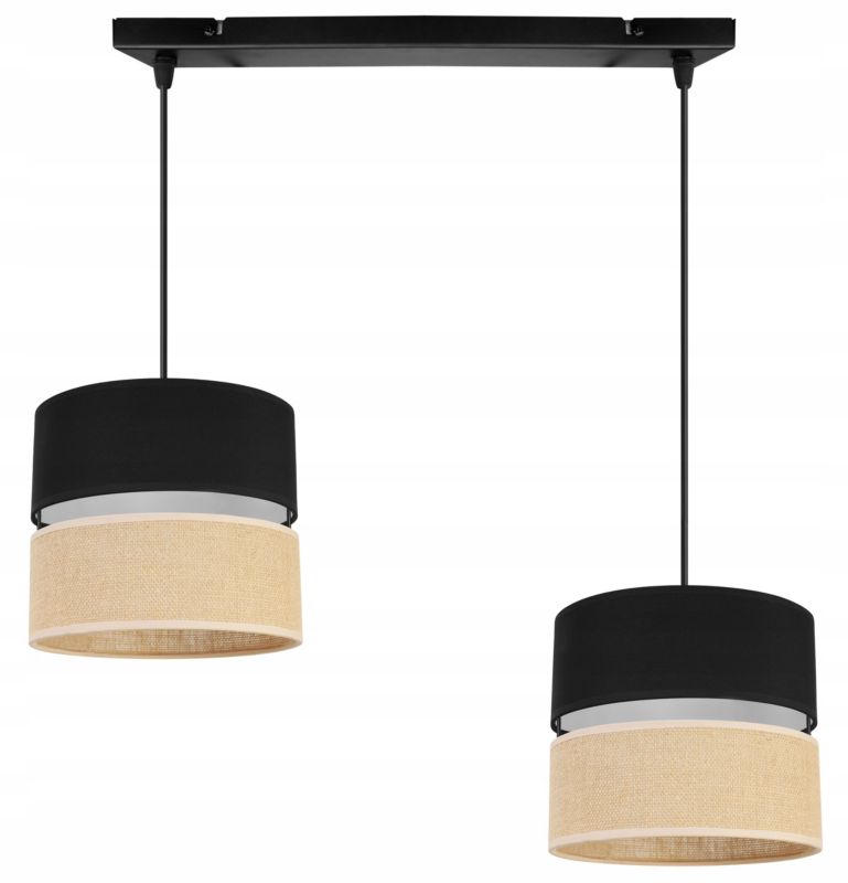 Lampa sufitowa wisząca Light Home LH Juta 2x E27 60W abażur 20cm tkanina czarny 1szt.