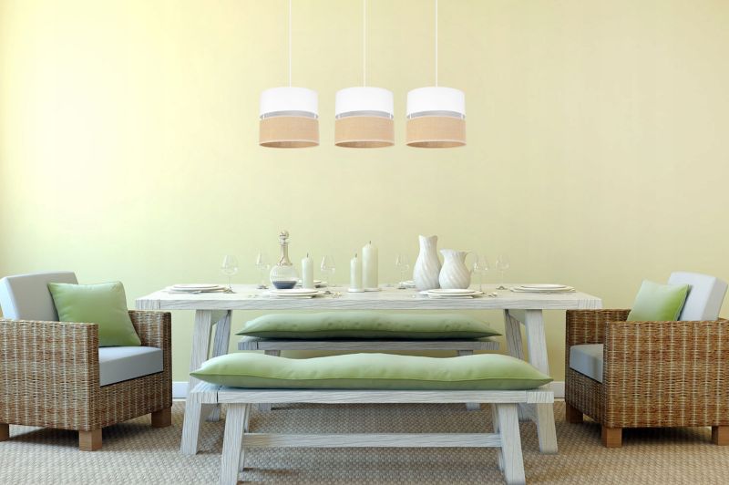 Lampa sufitowa wisząca Light Home LH Juta 3x E27 60W abażur 20cm tkanina biały 1szt.
