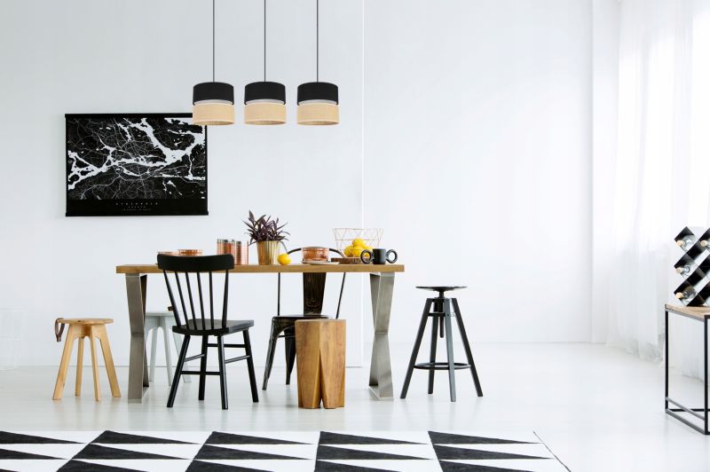 Lampa sufitowa wisząca Light Home LH Juta 3x E27 60W abażur 20cm tkanina czarny 1szt.