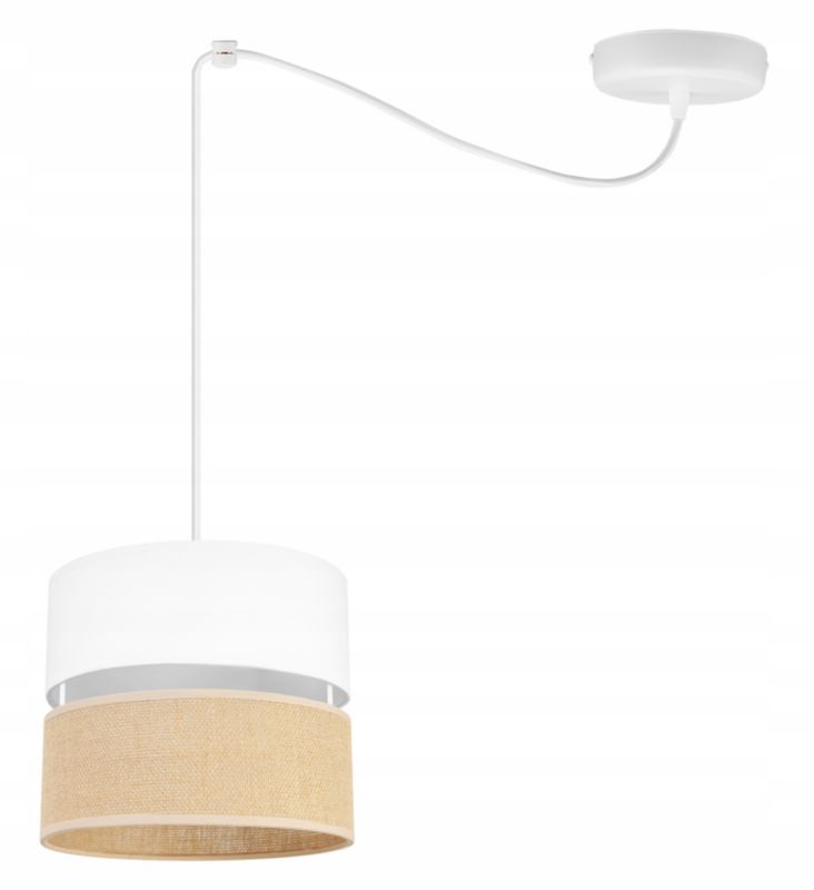 Lampa sufitowa wisząca Light Home LH Juta Pająk 1x E27 60W abażur 20cm tkanina biały 1szt.