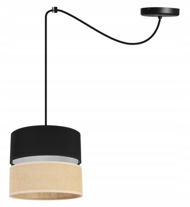 Lampa sufitowa wisząca Light Home LH Juta Pająk 1x E27 60W abażur 20cm tkanina czarny 1szt.