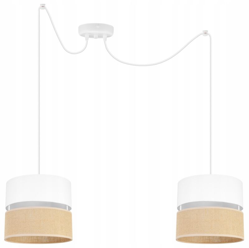 Lampa sufitowa wisząca Light Home LH Juta Pająk 2x E27 60W abażur 20cm tkanina biały 1szt.
